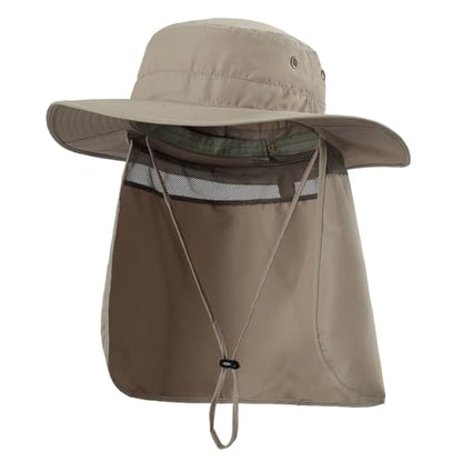 Home Prefer UPF50 Mens Sun Hat with Neck Flap Quick Dry UV Protection Cap Womens Wide Brim Fishing Hat Neck Flap Beach Garden - color: Light Green