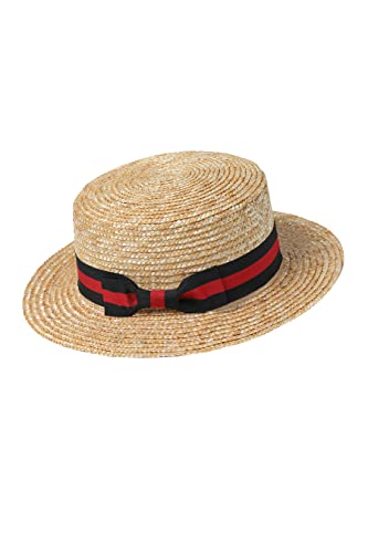 BABEYOND Men's Straw Boater Hat, 1920s Gatsby Summer Costume Accessory - color: Red Black, size: Large-X-Large