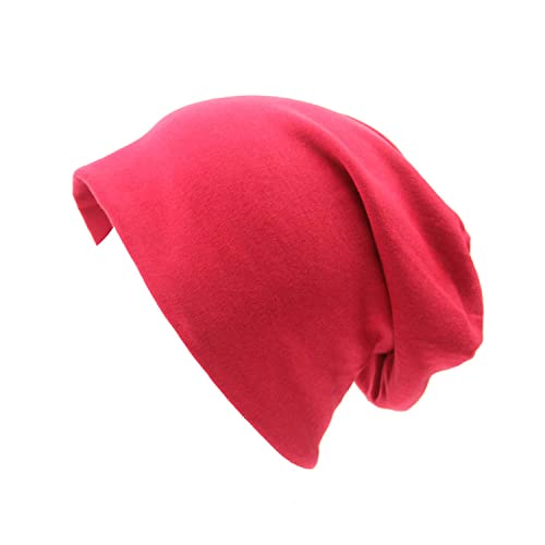 DOOVID Slouchy Beanie for Women Men Baggy Beanie Hats Casual Stretch Knit Hip-Hop Skull Caps - color: Red