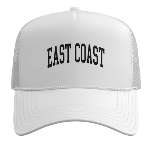 East Coast Vintage Style Trucker Hat with Adjustable Mesh Back - color: White