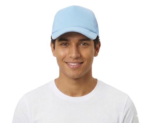 NYFASHION101 Plain Mesh Trucker Hat - Breathable 6-Panel Daily Snapback Cap, Customizable Ideal for DIY Embroidery & Patches - color: Lt Blue