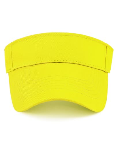 Quick-Dry Sun Visors for Women-Anti-Wrinkle Adjustable Sports Visor Hat Golf Tennie Running Beach Hat Yellow