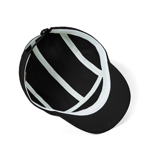 Croogo 5 Panel Short Brim Cotton Baseball Cap Adjustable Hat for Men - color: Black