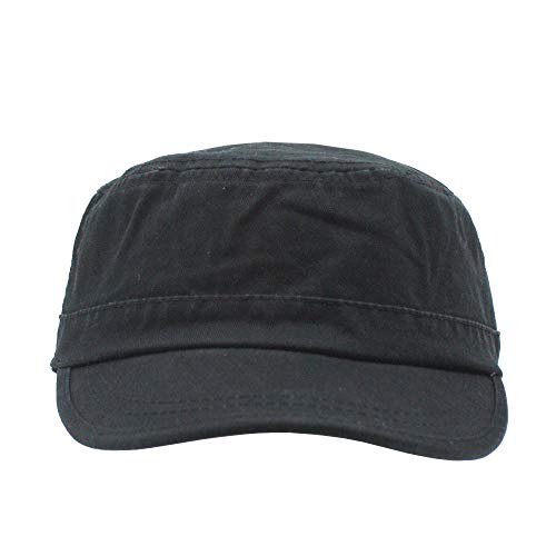 The Vintage Year Heavy Stitch Washed Cotton Cadet Hat Military Army Cap - color: Army Black, size: One Size