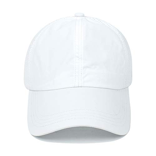 Womens Criss Cross Ponytail Hat Quick Drying Baseball Cap Sun Hats UV Protection Sport Cap - color: White