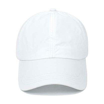 Womens Criss Cross Ponytail Hat Quick Drying Baseball Cap Sun Hats UV Protection Sport Cap - color: White