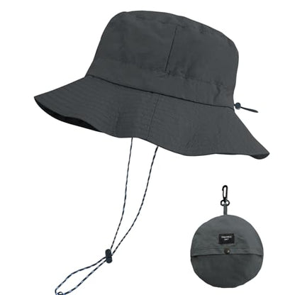 PFFY Packable Sun Bucket Hat for Men Women Outdoor UV Protection Sun Hats - color: Darkgray (More Loose)