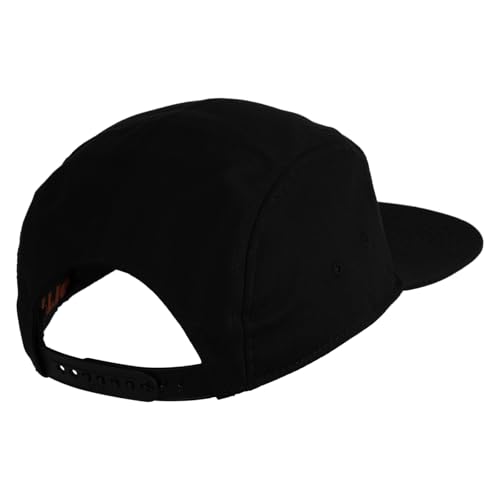 5 Panel Superior Cotton Twill Flat Bill Camper Cap - color: Black