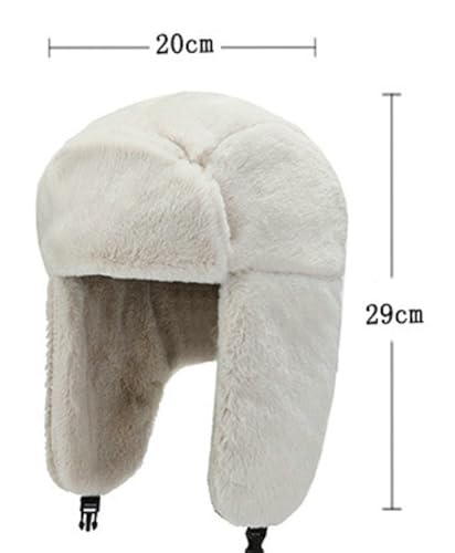 따뜻한 트래퍼 모자 여성용 남성용 Ushanka 모자 에비에이터 모자 이어 플랩 러시아 모자 추운 날씨용 겨울 인조 모피 모자 - color: 핑크