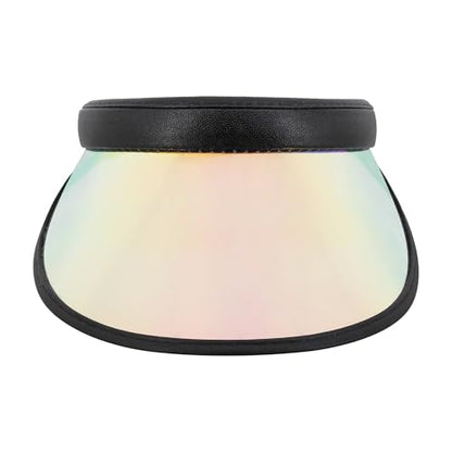 Giovacker Womens Mens PVC Clear Colorful Sun Visor Hats - color: Shiny Iridescence Black
