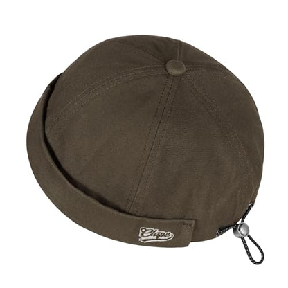 Croogo Brimless Hat for Men Cotton Docker Cap Adjustable Retro Skullcap - color: Brown
