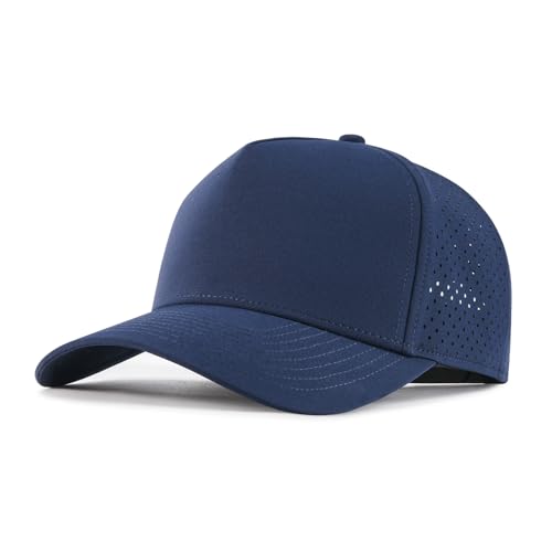 BOTVELA Men Adjustable Snapback Laser Cut Mesh Baseball Cap - color: Navy