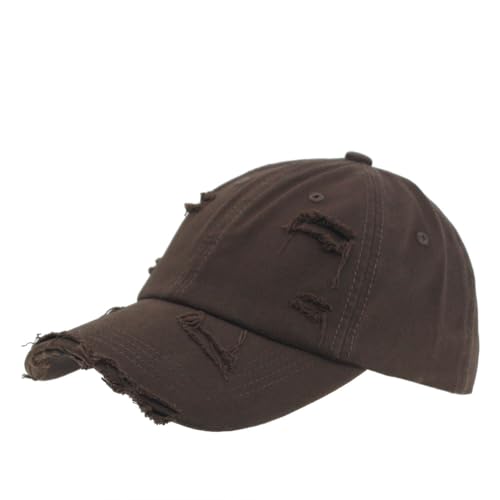 Washed Cotton Distressed with Heavy Stitching Adjustable Baseball Cap - color: Strap Brown