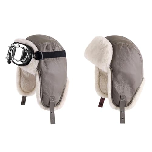 Lifup Trapper Hat for Men Aviator Hat with Goggles Hunting Cap - color: Grey