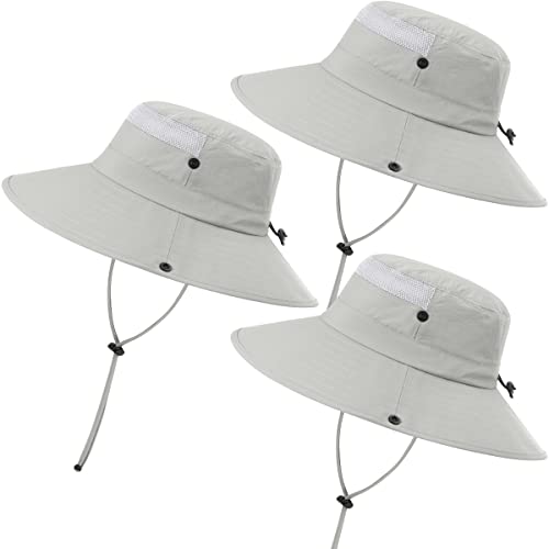 3 Pack Mens Boonie Sun Hat UV Protection Outdoor Bucket Fishing Hat for Hiking Safari & Gardening - color: 3 Pack-light Grey
