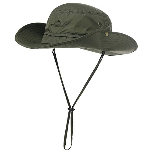 Comhats Waterproof UPF 50+ Wide Brim Sun Hat for Men Big Heads Oversized - color: 000702_army Green, size: Small-Medium