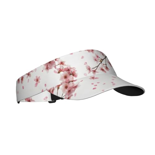 Unisex Sports Sun Visor Hats Adjustable Lightweight Packable Printed Empty Top Cap for Running Pickleball Golf Tennis - color: Pink Cherry Blossoms