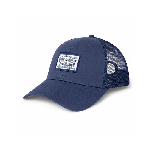 Levi's Men's Classic Style Logo Trucker Hat - Adjustable Lightweight - color: Navy 2-horse Logo