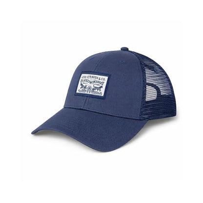 Levi's Men's Classic Style Logo Trucker Hat - Adjustable Lightweight - color: Navy 2-horse Logo