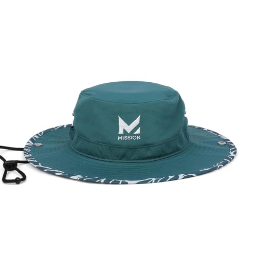 MISSION Cooling Bucket Hat - Unisex Wide-Brim Hat for Men & Women - Lightweight, Foldable & Durable - Cools Up to 2 Hours - color: Teal Leaf
