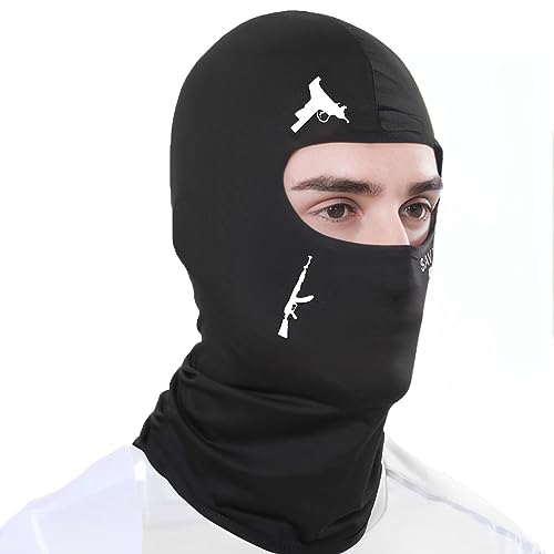Single Hole Knit Cycling Head Cover Lightweight Ski Mask Exquisite Embroidery Black Classic Ski Mask Balaclava - color: Black