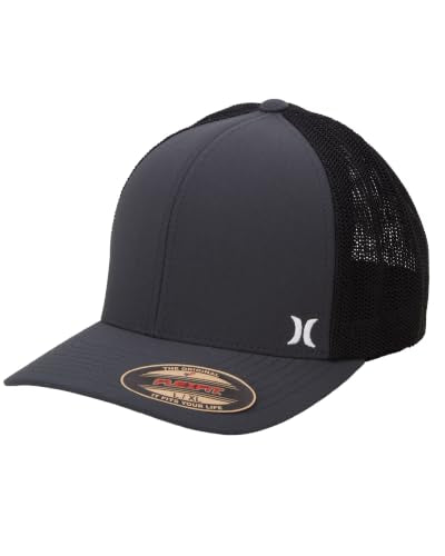 Hurley Mens Mini Icon Mesh Panel Fitted Trucker Baseball Cap - color: Anthracite, size: Large-X-Large