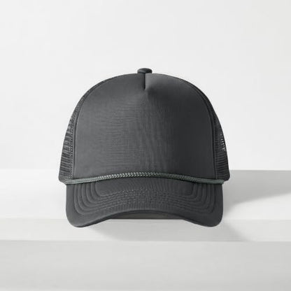 CHOK.LIDS Blank Foam Trucker Hat, Retro Mesh Rope Snapback Cap, Men Women - color: Curved Brim (Charcoal)