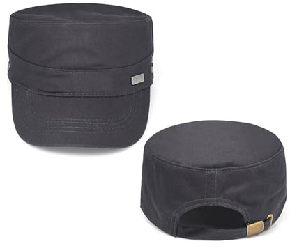 Initlove Cadet Army Cap Military Unisex Flat Top Hat for Men Women - color: Grey
