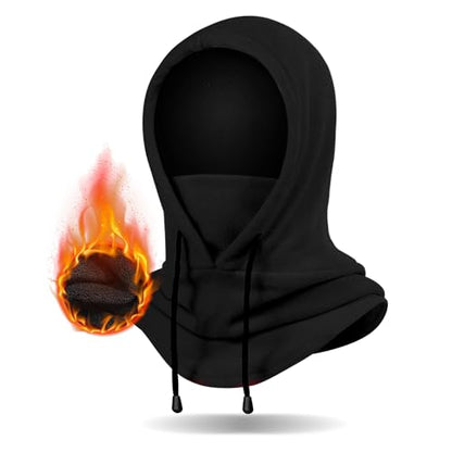 Winter Balaclava Ski Mask: Warm Fleece Hood Hats Face Cover - color: Black