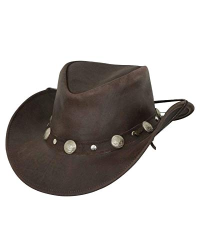 Outback Trading Company Men's 1376 Rawhide UPF 50 Leather Western Hat with Adjustable Chin Cord - size: Small