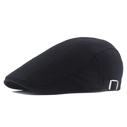 Quanhaigou Men's Cotton Flat Ivy Gatsby Newsboy Driving Hat Adjustable Irish Cabbie Ivy Driving Hunting Cap - color: Black