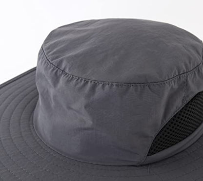 Kids Sun Protection Hat Quick Dry Adjustable Wide Brim Bucket Hat for Boys Girls Summer Fishing Hiking - color: Grey