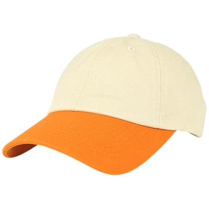 E BY ELIDAN Two Tone Dad Hat, Low Profile Baseball Cap - color: Cream Russet Orange