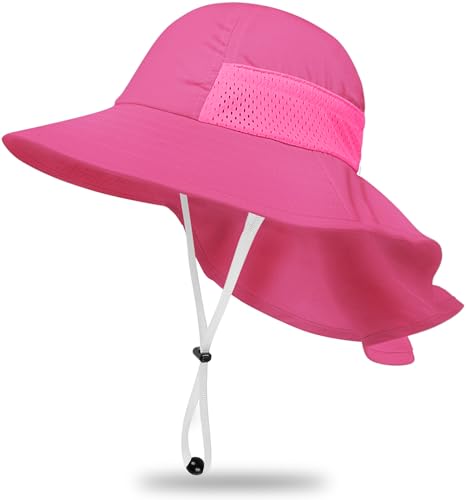Toddler Baby Sun Hat Kids Summer Beach Essentials Adjustable Beach Hats with Bucket Wide Brim for Boys Girls Age 0-14 Years - color: 1pc-red, size: 6-24 Months
