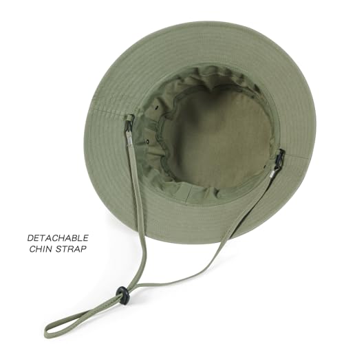 BOTVELA Men Cotton Foldable Flat Top Bucket Sun Hat - color: Army Green, size: 7 5/8-7 3/4