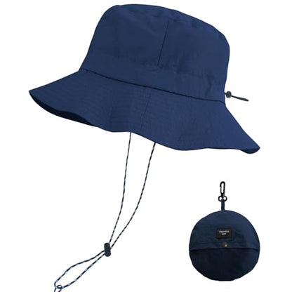 PFFY Packable Sun Bucket Hat for Men Women Outdoor UV Protection Sun Hats - color: Blue (More Loose)