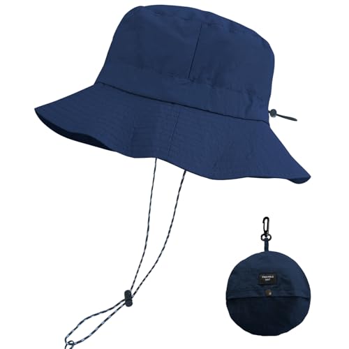 PFFY Packable Sun Bucket Hat for Men Women Outdoor UV Protection Sun Hats - color: Blue (More Loose)