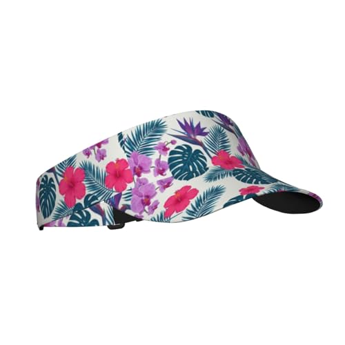 Unisex Sports Sun Visor Hats Adjustable Lightweight Packable Printed Empty Top Cap for Running Pickleball Golf Tennis - color: Hot Pink & Purple Flora