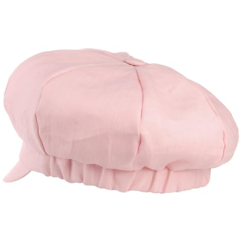 Lipodo Classic Baker Boy Cap Made in Italy Linen Cotton Ladies Elastic Band Spring Summer - color: Rose