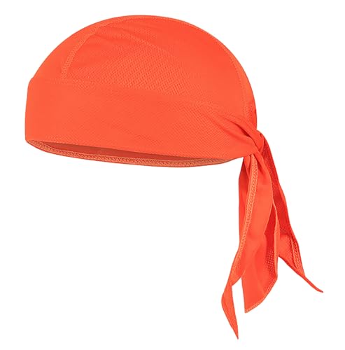 Sweat Wicking Doo Rag - Dew Rag Cooling Helmet Liner - Breathable Helmet Do Rag for Men and Women - color: Orange