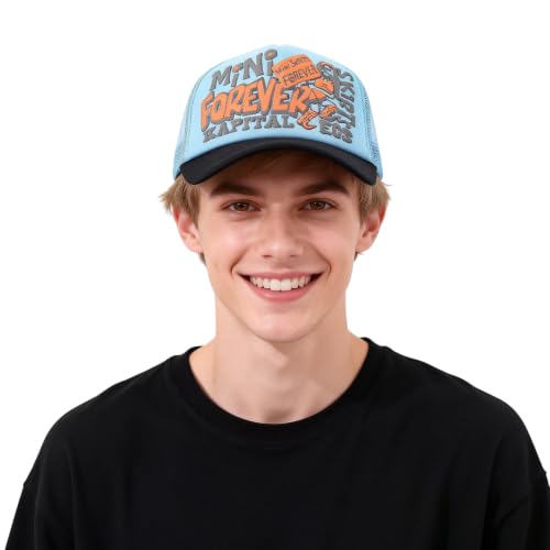 Breathable Snapback Trucker Hats Summer Baseball Caps Adjustable Outdoor Mesh Snap Back Hats for Daily Use - color: Mg-bcm2630-blue