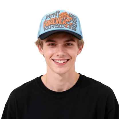 Breathable Snapback Trucker Hats Summer Baseball Caps Adjustable Outdoor Mesh Snap Back Hats for Daily Use - color: Mg-bcm2630-blue