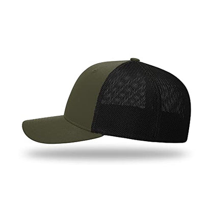 Richardson 110 Trucker R-Flex Baseball Cap| Fitted Mesh Back Hat - color: Loden/Black, size: Small-Medium