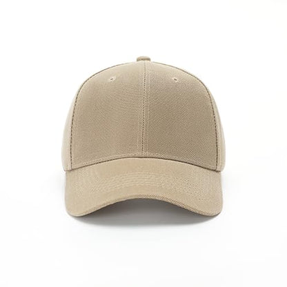 ZH Plain Adjustable Baseball Cap - Lot of 12 Unisex Blank Design Caps - color: Beige