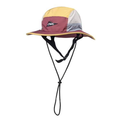 Color-Blocked Fisherman Style Sun Hat for Outdoor Camping, Surfing & Vacations - Wide Brim, UV Protective, Anti-Slip - color: M_maroon