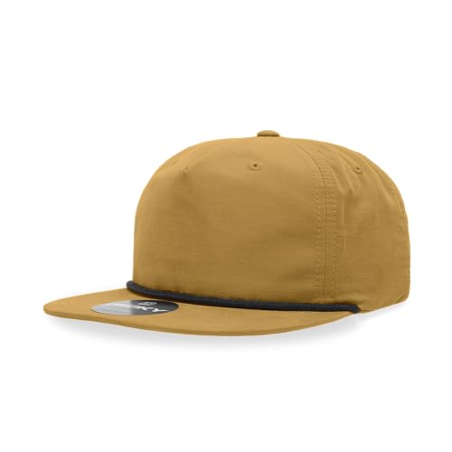 5 Panel High Profile Relaxed Cotton Blend Rope Hat - color: Biscuit