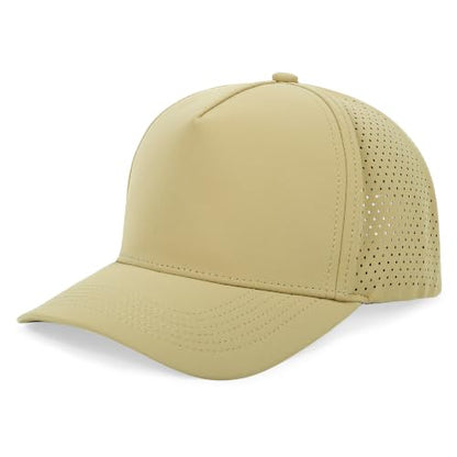 5 Panel Baseball Cap Quick Dry Mesh Snapback Hat for Women Men - color: Khaki