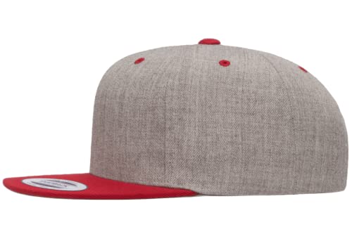 Mrlahat 6089 Yupoong Yp by Flexfit 6-Panel Structured Flat Visor Classic Snapback Cap with Black Bandana - color: Heather / Red
