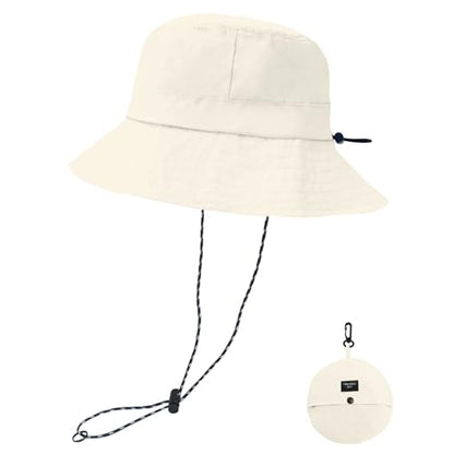 NPQQUAN Sun Bucket Hats for Woman Men Lightweight Sun Hat Packable Foldable - color: (Pure Beige)