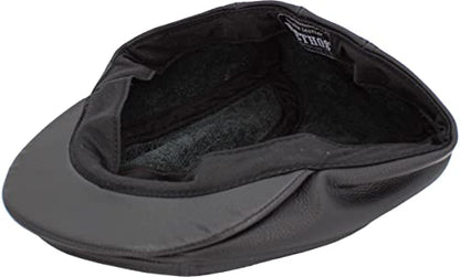 KBETHOS Leather Ascot Made in USA Ivy Collection Classic Newsboy Caps - color: Black, size: Medium
